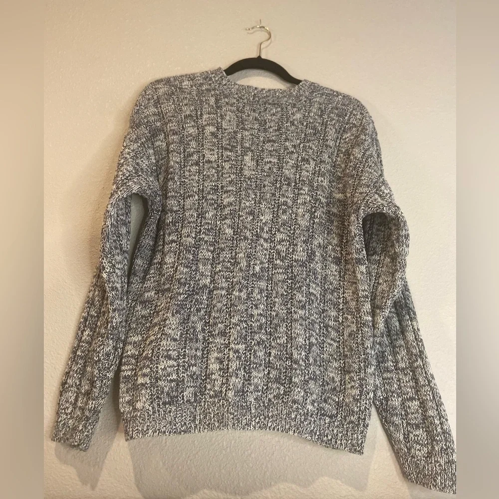 American Weekend~Navy/White Marled Pullover Open Knit Braid-Look Sweater~Size L - Picture 12 of 13